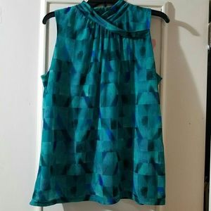 Blue high neck blouse